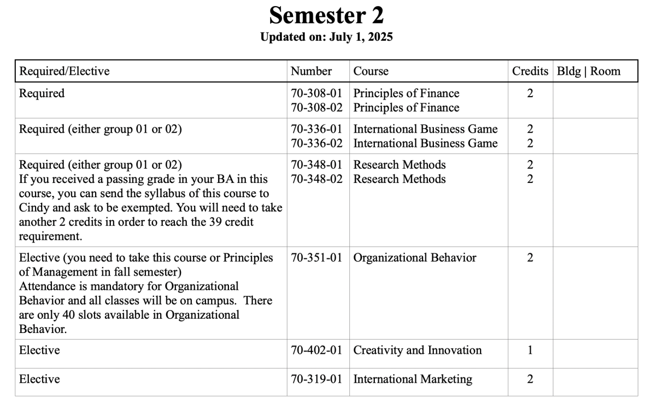Summer Schedule 1