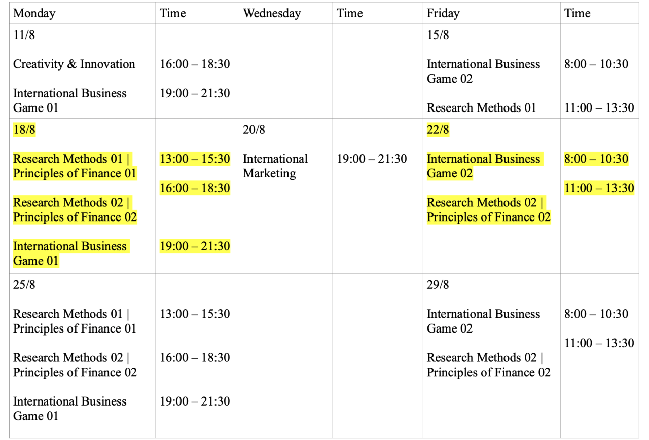 Summer Schedule 3